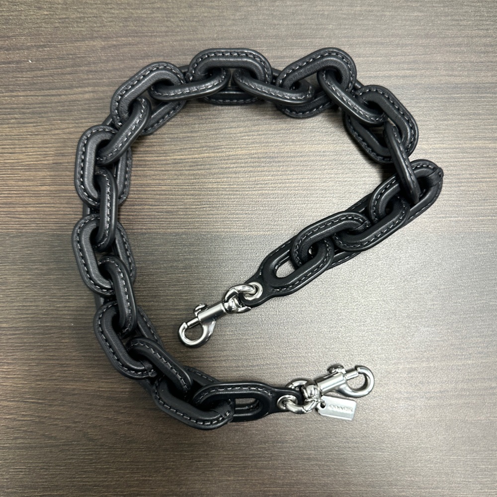 NWOT Leather Covered Short Chain Strap in Black
